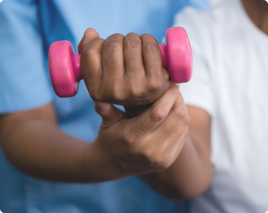 person holding weights