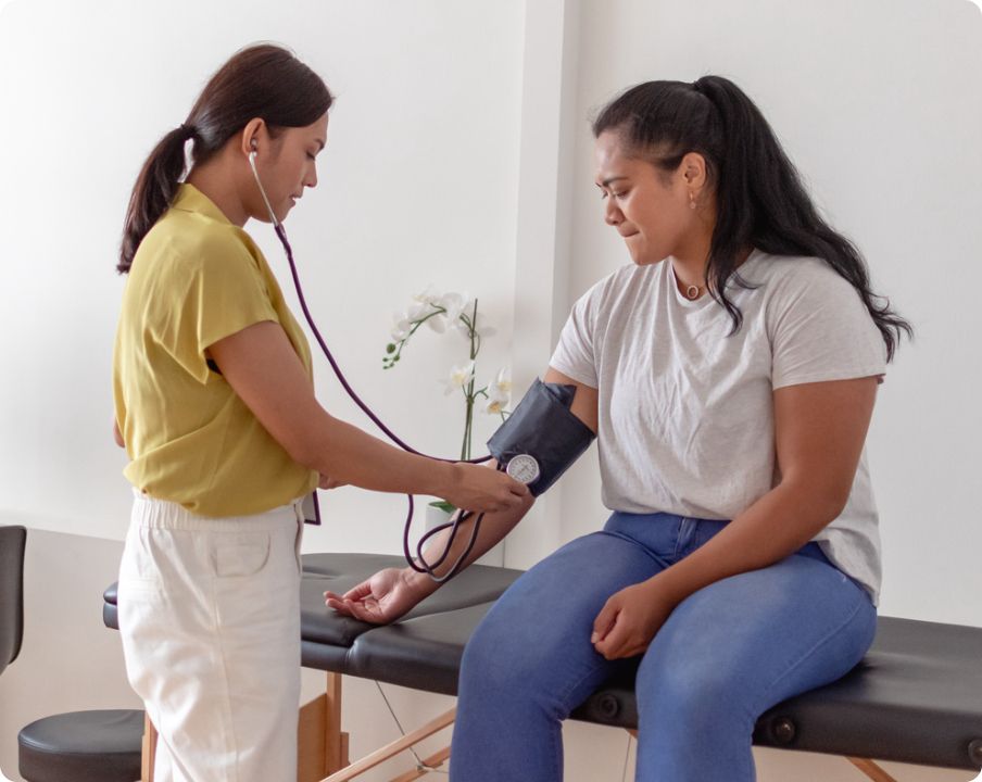 person taking blood pressure test