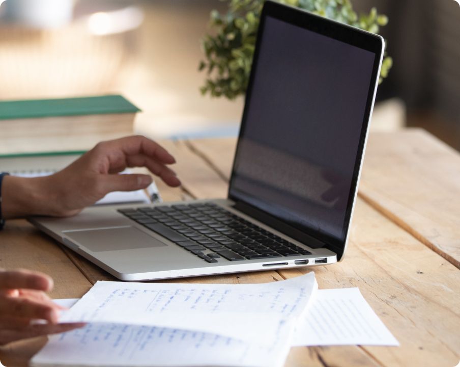 person using laptop